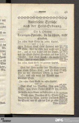 Die I. Ordnung derjenigen Sprüche, die da lehren, recht glauben.