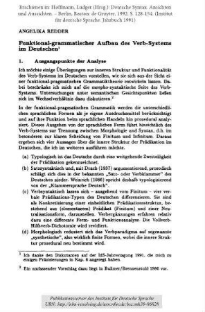 Funktional-grammatischer Aufbau des Verb-Systems im Deutschen
