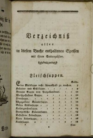 Verzeichniß aller in diesem Buche enthaltenen Speisen mit ihren Seitenangaben.