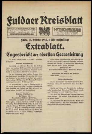 Ausgabe vom Freitag, den 15. Oktober 1915.