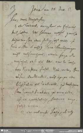 Eigenh. Brief von Heinrich Carl Abraham Eichstaedt an August Wilhelm von Schlegel, Jena, 28.11.1803