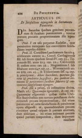 434-440, Articulus IV. De satisfactione injungenda in Sacramento Poenitentiae.