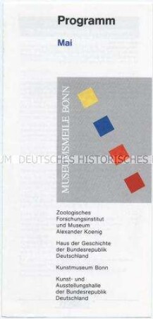 Ausstellungs- und Veranstaltungsprogramm der Museumsmeile Bonn für Mai 1995