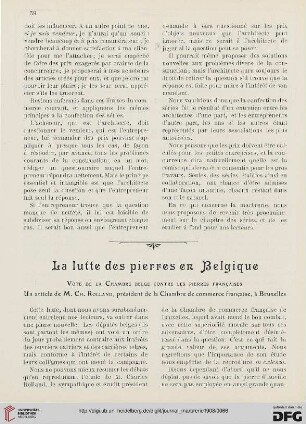 5: La lutte des pierres en Belgique : vote de la Chambre Belge contre les pierres françaises