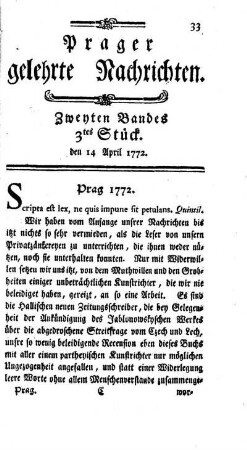 Zweyten Bandes 3tes Stück. den 14 April 1772.