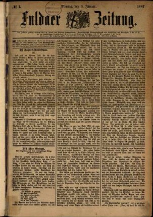Ausgabe vom Montag, den 03. Januar 1887.