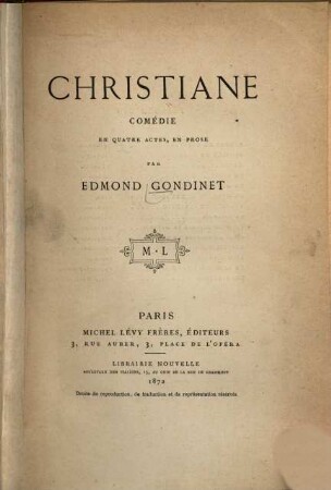 Christiane : Comédie en 4 actes, en prose
