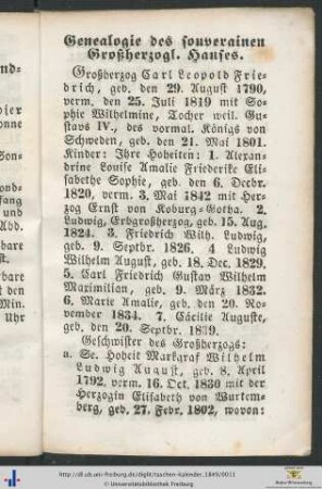 Genealogie des souverainen Großherzogl. Hauses.