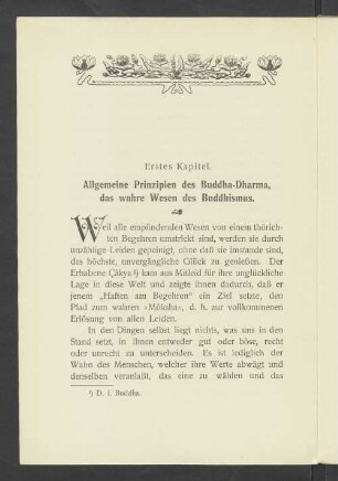 Erstes Kapitel. Allgemeine Prinzipien des Buddha-Dharma, das wahre Wesen des Buddhismus