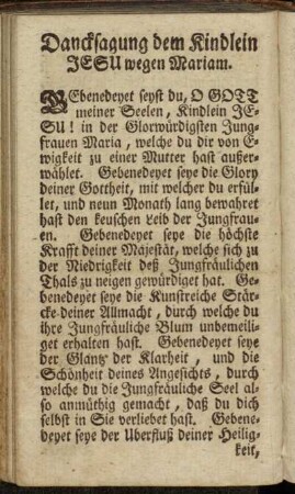 Dancksagung dem Kindlein Jesu wegen Mariam.