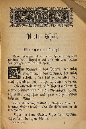 Mutter-Liebe : ein Gebet- und Lehrbuch für christliche Mütter; mit einem Unterricht über den christlichen Mütterverein, [1]