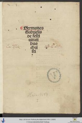 1: Sermones: Sermones Gabrielis de festivitatibus Christi