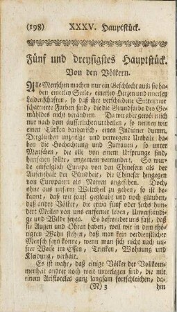 Fünf und dreysigstes Hauptstück. Von den Völkern.