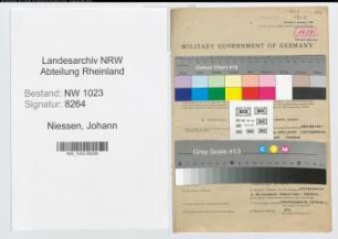 Entnazifizierung Johann Niessen , geb. 14.03.1903 (Kassensekretar)