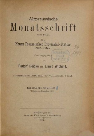 Altpreußische Monatsschrift. 34 = Bd. 100. 1897