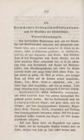 304-308 Versuch eines theologischen Studienplanes, nach der Grundidee des Christenthumes
