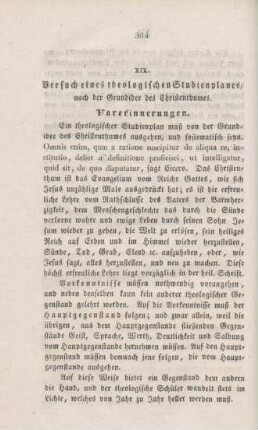 304-308 Versuch eines theologischen Studienplanes, nach der Grundidee des Christenthumes