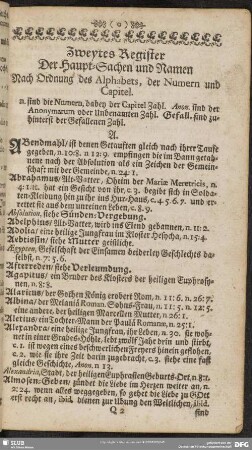 Zweytes Register Der Haupt-Sachen und Namen