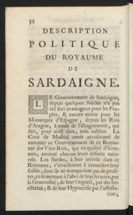 Description Politique Du Royaume De Sardaigne.