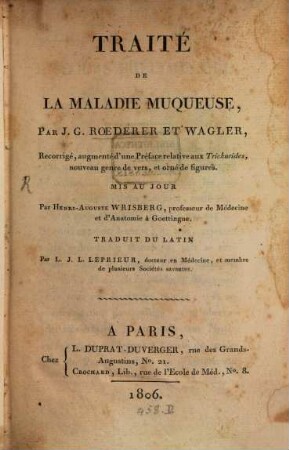 Traité de la maladie muqueuse