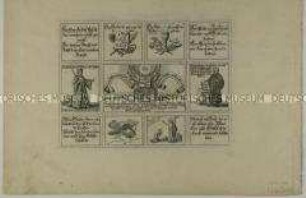 Faltbrief mit 9 Text/Bildfeldern zum 200. Jahrestag der Augsburger Konfession (2. Rückseite unten)