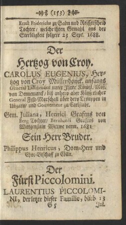 Der Fürst Piccolomini.