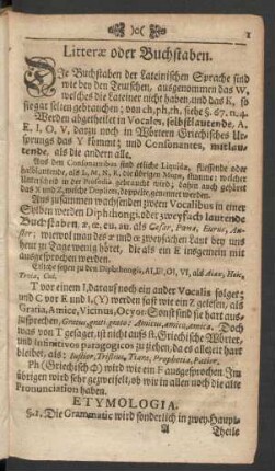 Litterae oder Buchstaben