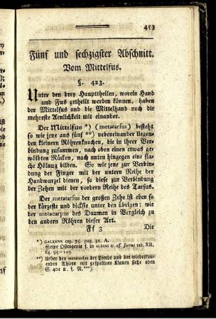 Fünf und sechzigster Abschnitt. Vom Mittelfus.