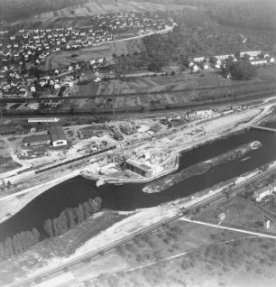 Baustelle Staustufe Deizisau, Luftaufnahme