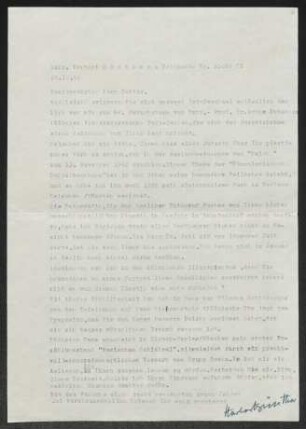 Brief von Herbert Günther an Gerhart Hauptmann