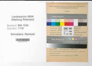 Entnazifizierung Reinhold Schnieders , geb. 22.06.1884 (Vicewachtmeister)