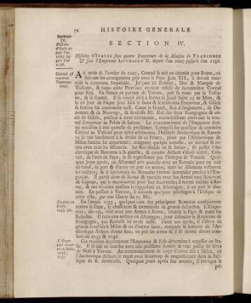 Section IV. Histoire d´Italie depuis l´an 1027 jusqu´à l´an 1138.