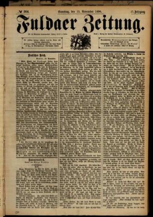 Ausgabe vom Samstag, den 15. November 1890.