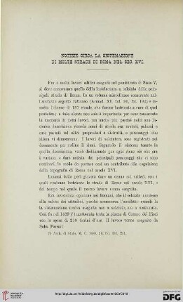 28: Notizie circa la sistemazione di molte strade di Roma nel sec. XVI