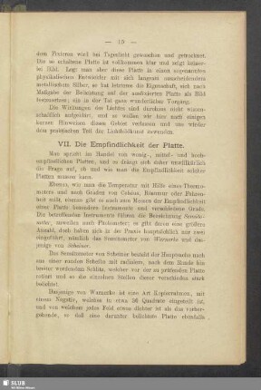VII. Die Empfindlichkeit der Platte