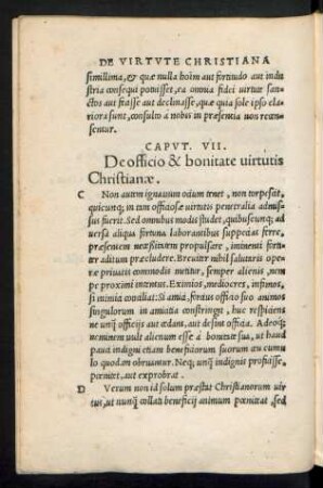 Caput VII. De officio & bonitate virtutis Christianae.