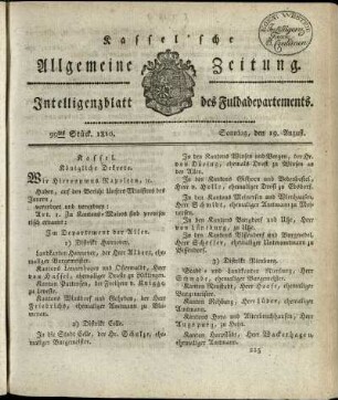 99tes Stueck, Sonntag, den 19. August 1810