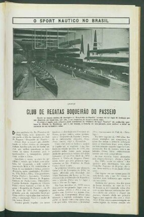 O sport náutico no Brasil : Club de Regatas Boqueirão do Passeio