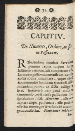Caput IV. De Numero, Ordine, ac fine Passionum.