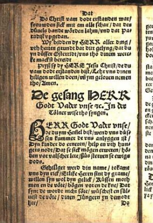 De gesang HERR Godt Vader vnse [et]c. In der Cölner wise tho syngen.