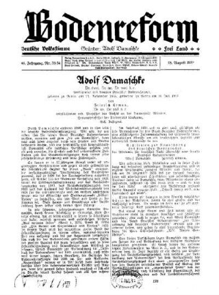 Adolf Damaschke : (Nachruf)