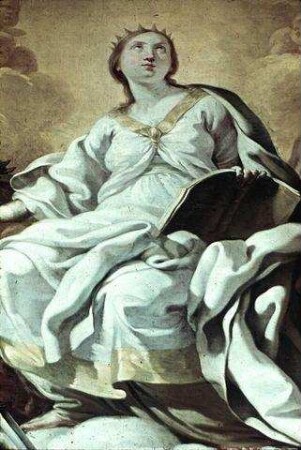 Die heilige Katharina in den Wolken, umgeben von Heiligen