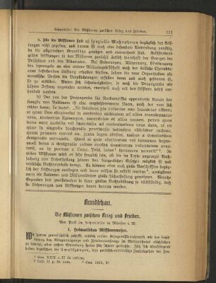 Die Missionen zwischen Krieg und Frieden.