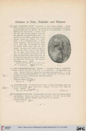 Arbeiten in Stein, Alabaster und Marmor (Nr. 173-183)