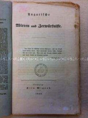 Broschüre über das neu erwachte Ungarische Nationalbewusstsein