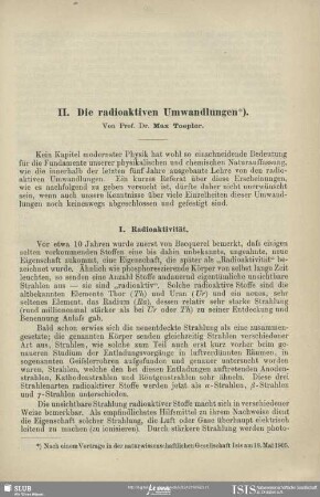 Die radioaktiven Umwandlungen