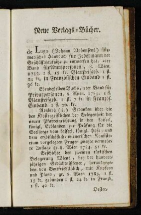 Neue Verlags-Bücher.