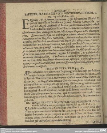 Baptista Platina De Vitis Pontificum, in Nicol. V. pag. 273. edit. Colon. 1551