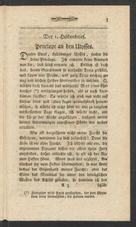 Der 1. Heldenbrief. Penelope an den Ulysses