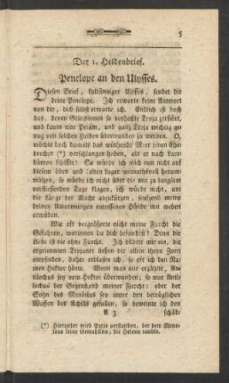 Der 1. Heldenbrief. Penelope an den Ulysses